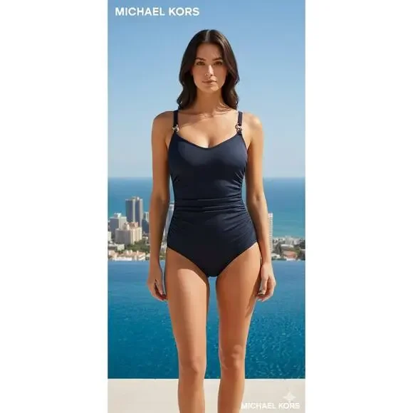 Michael Kors Dark Blue One Piece Swimsuit Sz. 12 - Picture 1 of 5